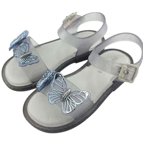 Mini Melissa Clear Sparkle Light Blue Butterfly Sandal Toddler Size 7 - Picture 1 of 3
